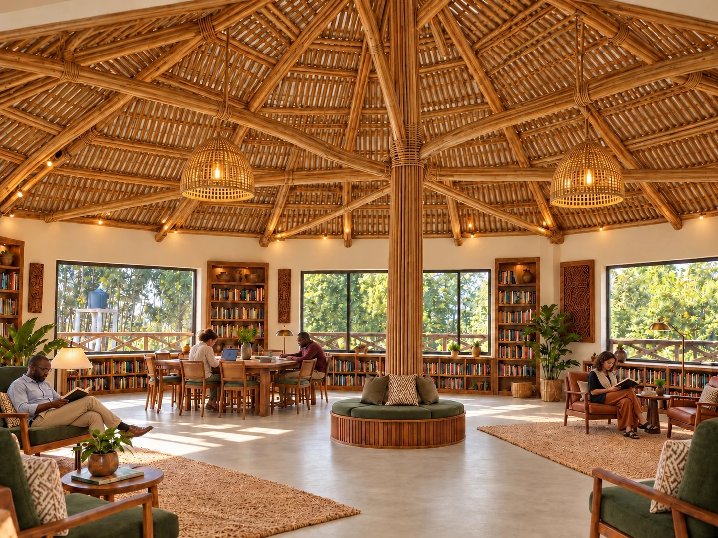 Shared reading and work space in the Grand Burnham Hut library